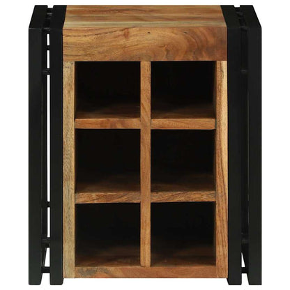 vidaXL Wine Rack Brown and Black 35 x 35 x 39 cm Solid Acacia Wood 4