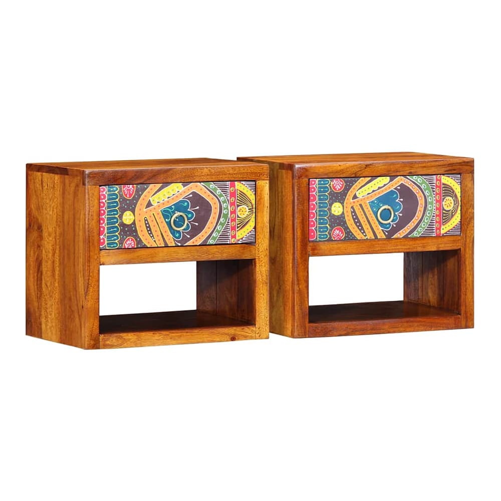 Bedside Cabinet Brown 40 x 35 x 35 cm Solid Acacia Wood 2
