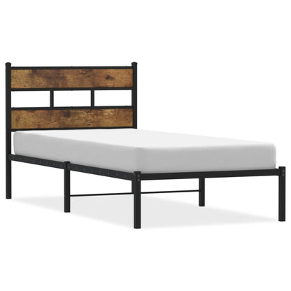 vidaXL Metal Bed Frame without Mattress Smoked Oak 80x200 cm 2