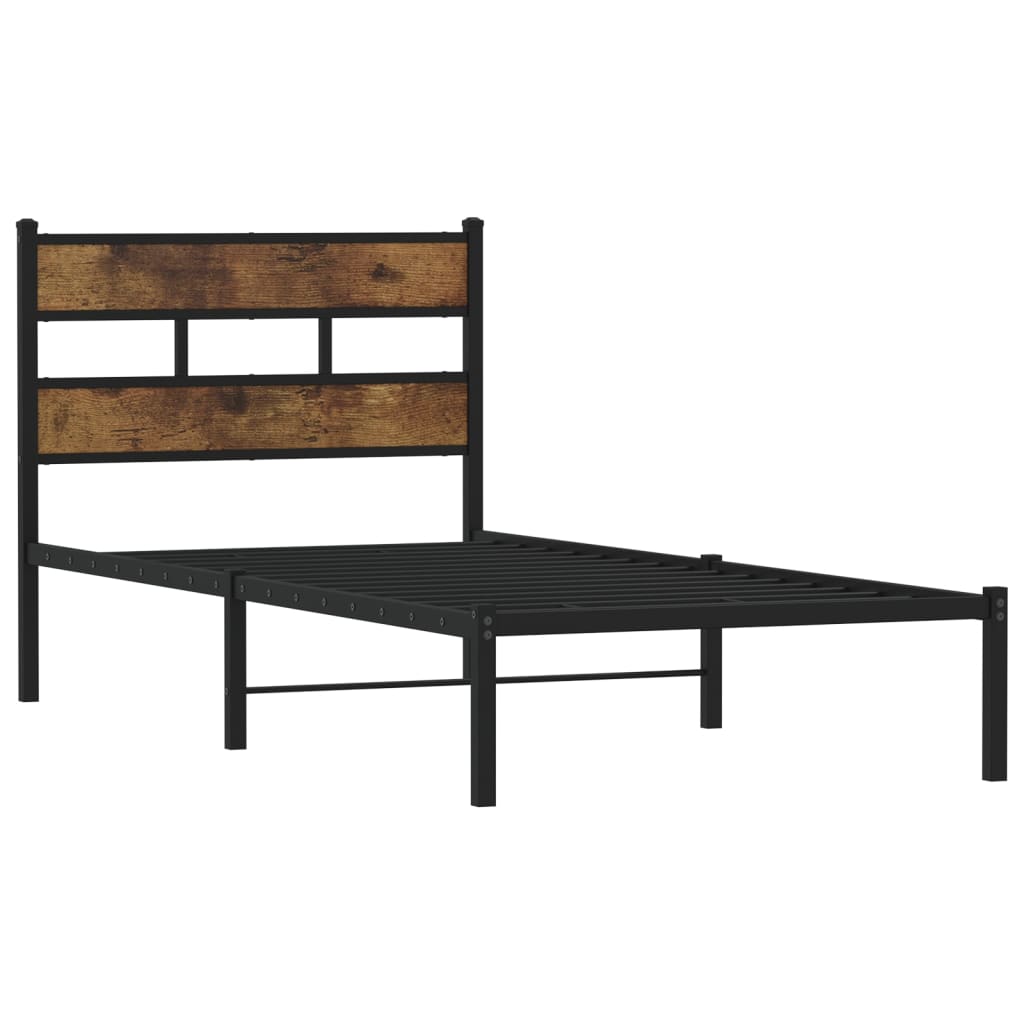 vidaXL Metal Bed Frame without Mattress Smoked Oak 80x200 cm 3