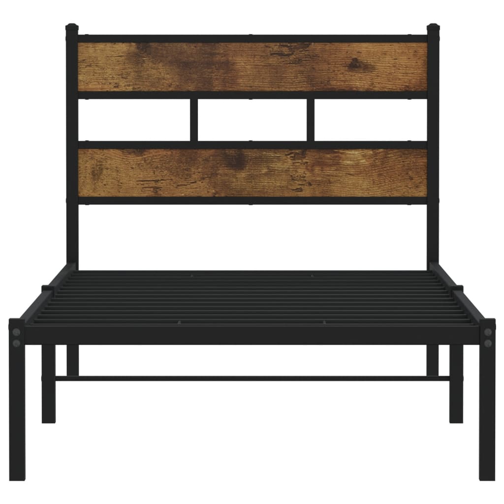 vidaXL Metal Bed Frame without Mattress Smoked Oak 80x200 cm 4
