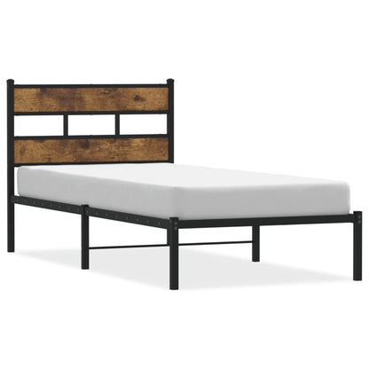 vidaXL Metal Bed Frame without Mattress Smoked Oak 90x190 cm Single 2