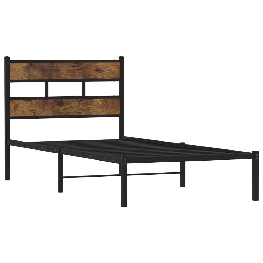 vidaXL Metal Bed Frame without Mattress Smoked Oak 90x190 cm Single 3