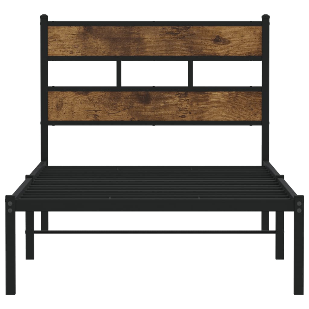 vidaXL Metal Bed Frame without Mattress Smoked Oak 90x190 cm Single 4