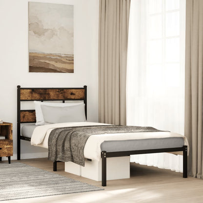 vidaXL Metal Bed Frame without Mattress Smoked Oak 90x190 cm Single 1