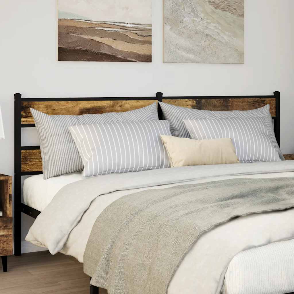 vidaXL Replace Headboard Smoked Oak 180 cm Iron and Engineered Wood 1