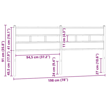 vidaXL Replace Headboard Smoked Oak 193 cm Iron and Engineered Wood 6
