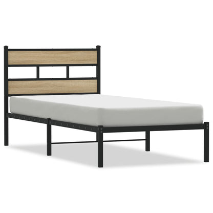 vidaXL Metal Bed Frame without Mattress Sonoma Oak 75x190 cm Small Single 2