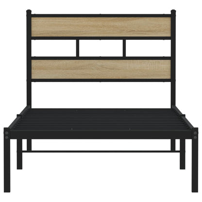 vidaXL Metal Bed Frame without Mattress Sonoma Oak 75x190 cm Small Single 4
