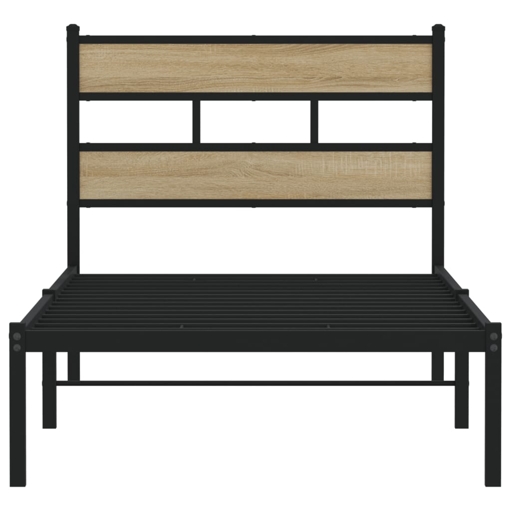 vidaXL Metal Bed Frame without Mattress Sonoma Oak 90x190 cm Single 4