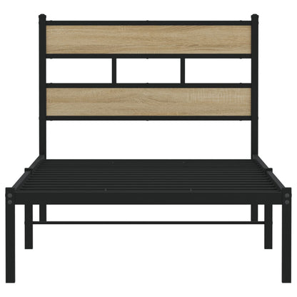 vidaXL Metal Bed Frame without Mattress Sonoma Oak 90x190 cm Single 4
