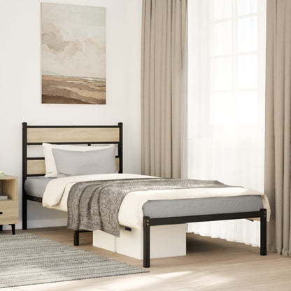 vidaXL Metal Bed Frame without Mattress Sonoma Oak 90x190 cm Single 1