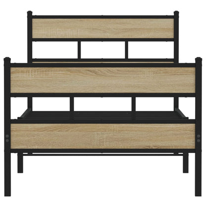 vidaXL Metal Bed Frame without Mattress Sonoma Oak 75x190 cm Small Single 4