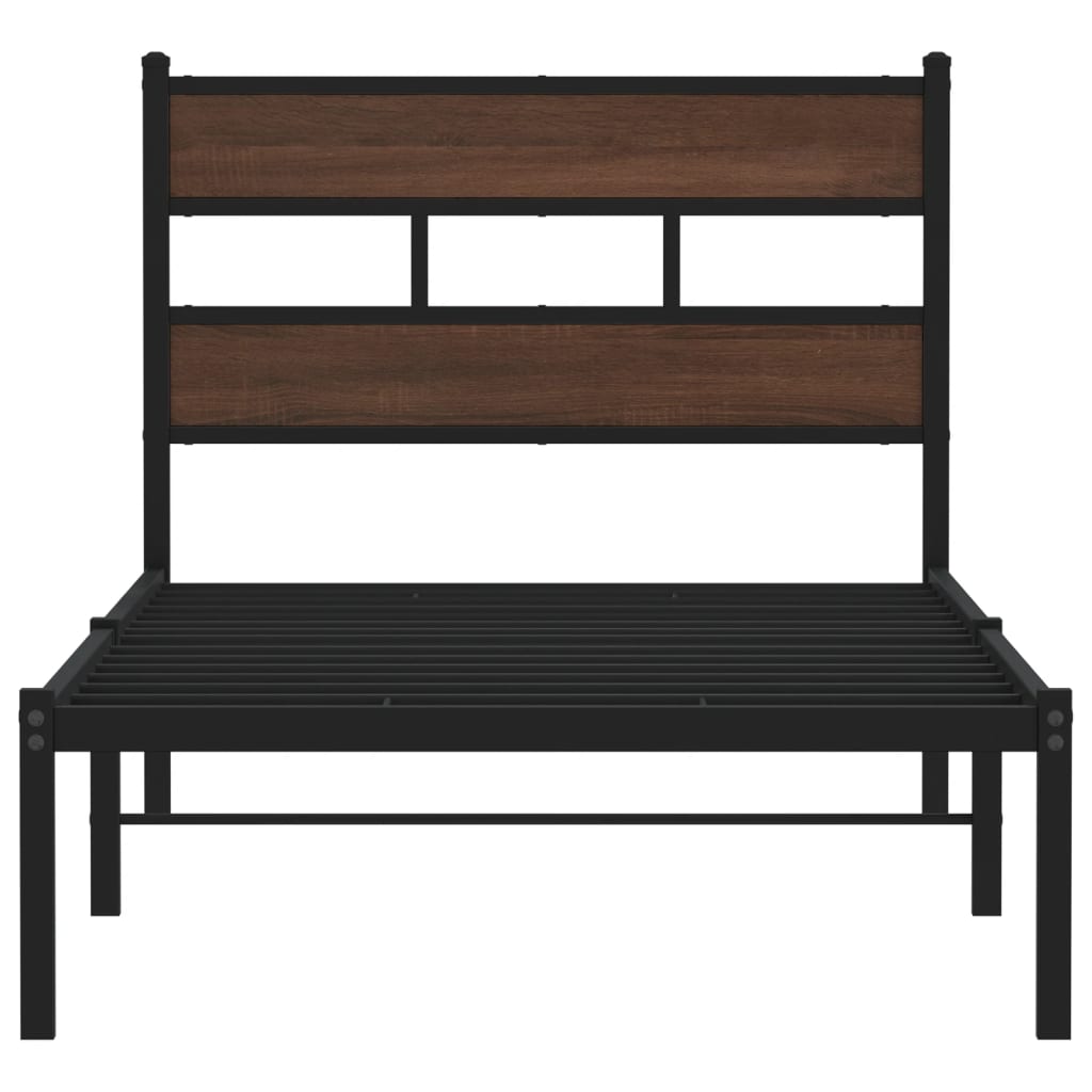 vidaXL Bed Frame without Mattress with Headboard Brown Oak 75x190 cm Small Single 4