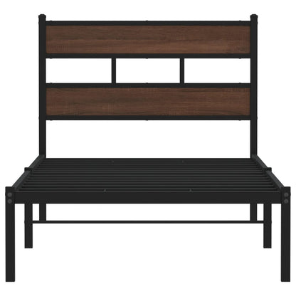 vidaXL Bed Frame without Mattress with Headboard Brown Oak 75x190 cm Small Single 4