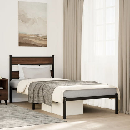 vidaXL Bed Frame without Mattress with Headboard Brown Oak 80x200 cm 1