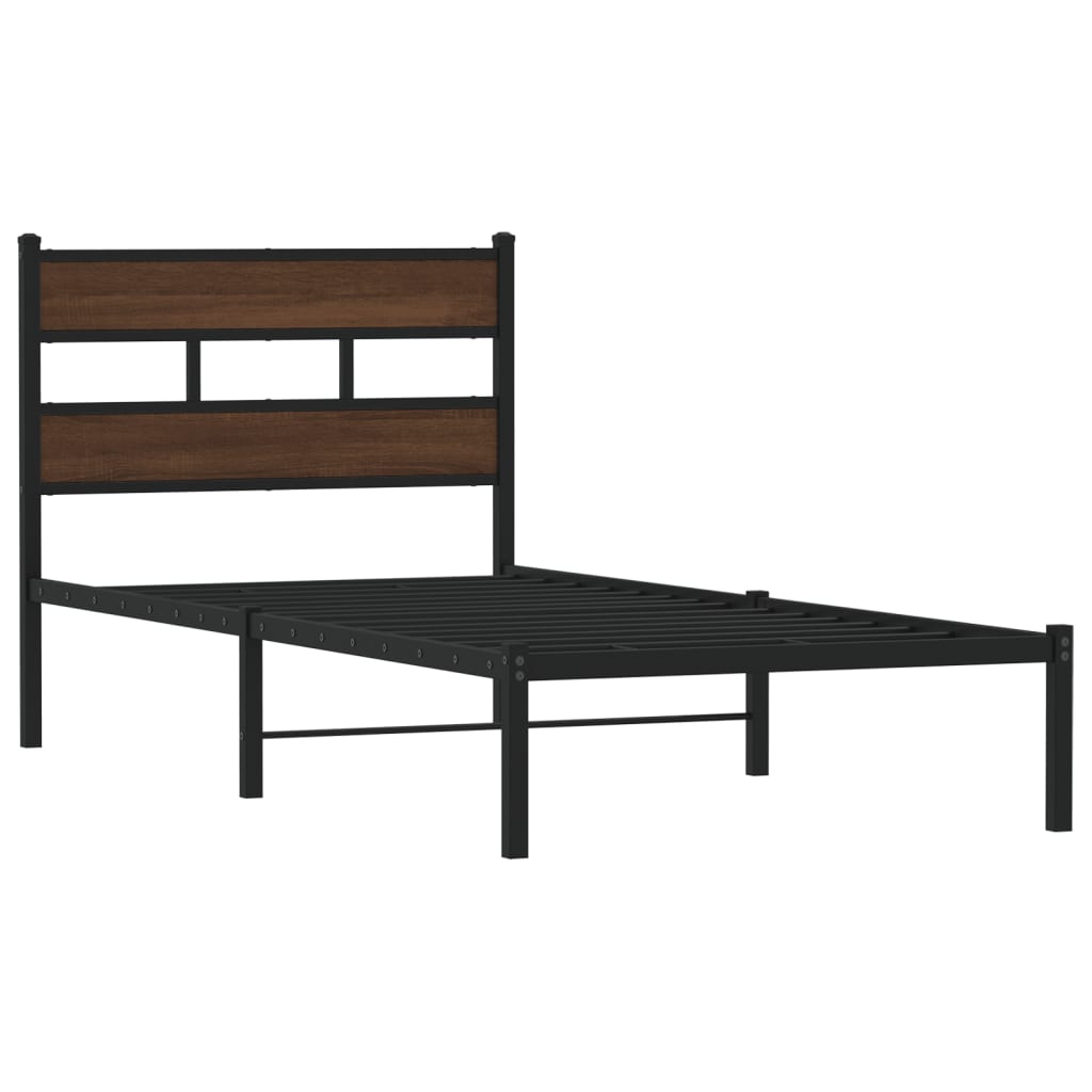vidaXL Bed Frame without Mattress with Headboard Brown Oak 90x190 cm Single 3