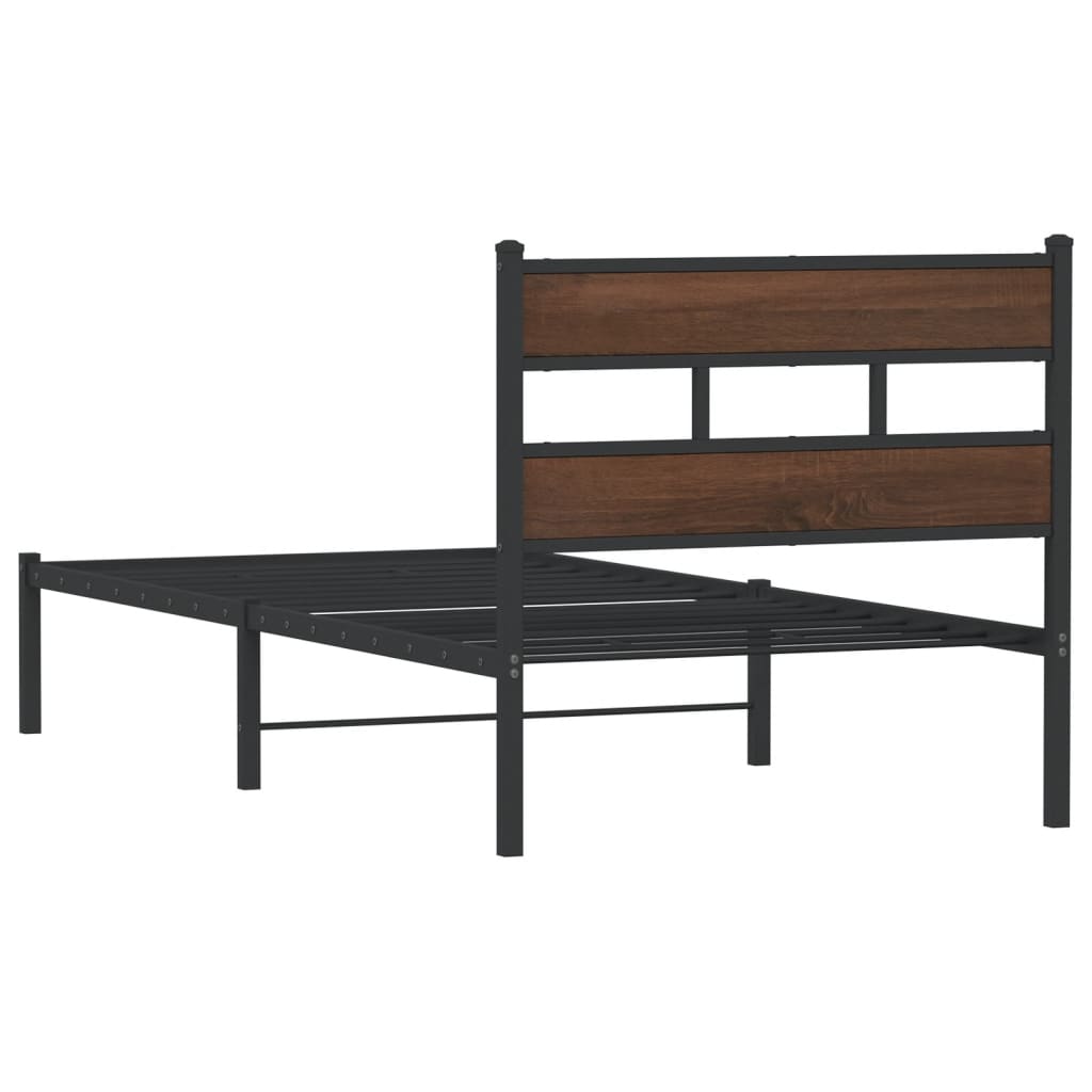 vidaXL Bed Frame without Mattress with Headboard Brown Oak 90x190 cm Single 6