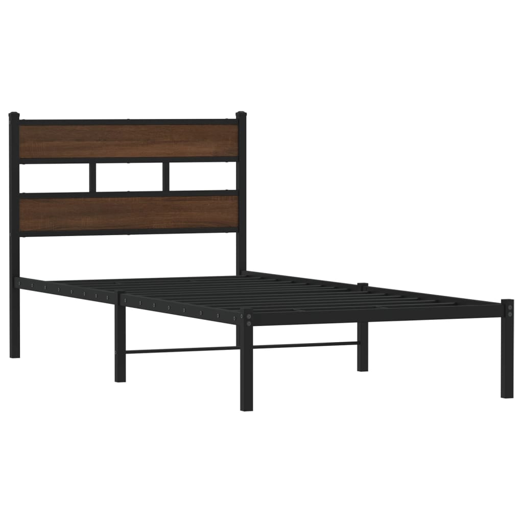vidaXL Bed Frame without Mattress with Headboard Brown Oak 90x200 cm 3