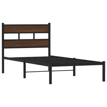 vidaXL Bed Frame without Mattress with Headboard Brown Oak 90x200 cm 3