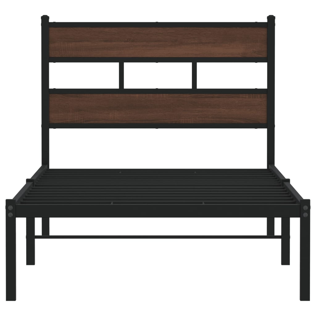 vidaXL Bed Frame without Mattress with Headboard Brown Oak 90x200 cm 4