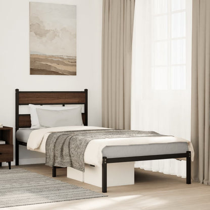 vidaXL Bed Frame without Mattress with Headboard Brown Oak 90x200 cm 1