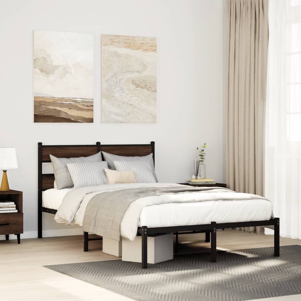 vidaXL Bed Frame without Mattress Brown Oak Length 190 cm with Headboard