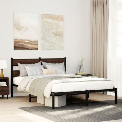 vidaXL Bed Frame without Mattress Brown Oak Length 190 cm with Headboard