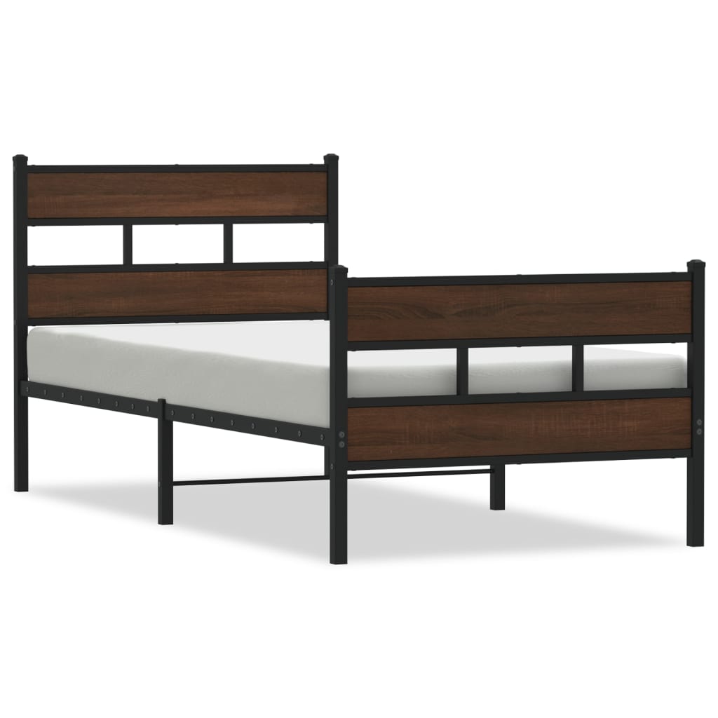vidaXL Bed Frame without Mattress with Headboard and Footboard 75x190 cm Small Single 2