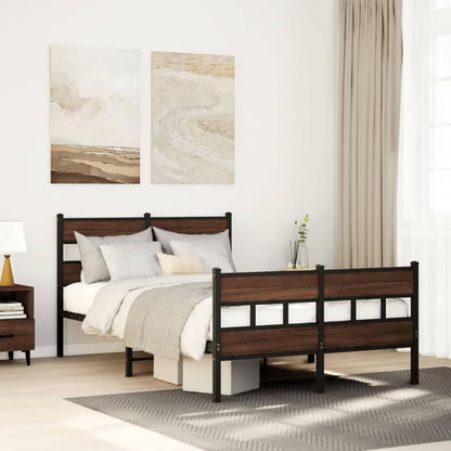 Bed Frame without Mattress Brown Oak Length 190 cm with Headboard & Footboard 120 cm