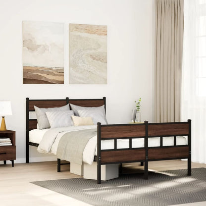 Bed Frame without Mattress Brown Oak Length 200 cm with Headboard & Footboard 120 cm