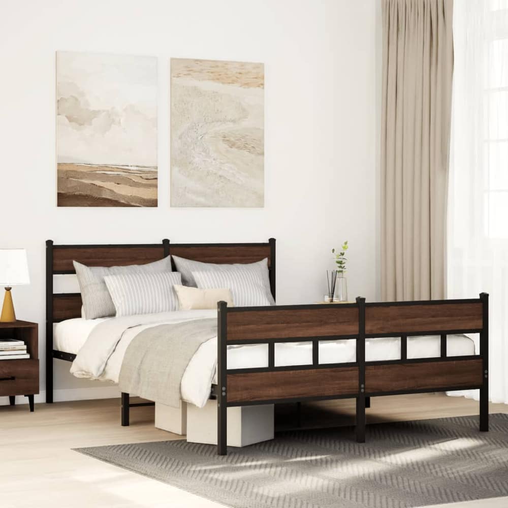 Bed Frame without Mattress Brown Oak Length Headboard Footboard