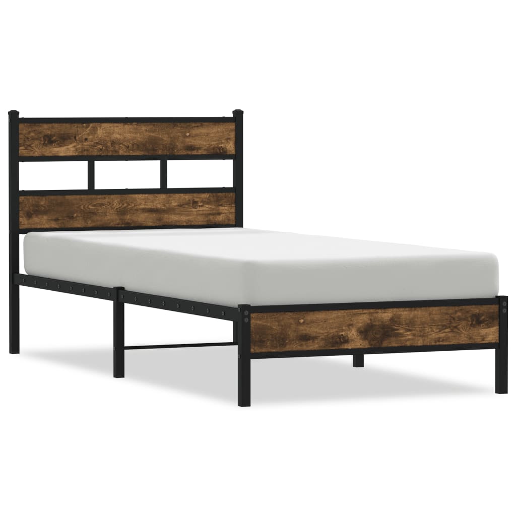 vidaXL Bed Frame without Mattress with Headboard Sonoma Oak 90x190 cm Single 2
