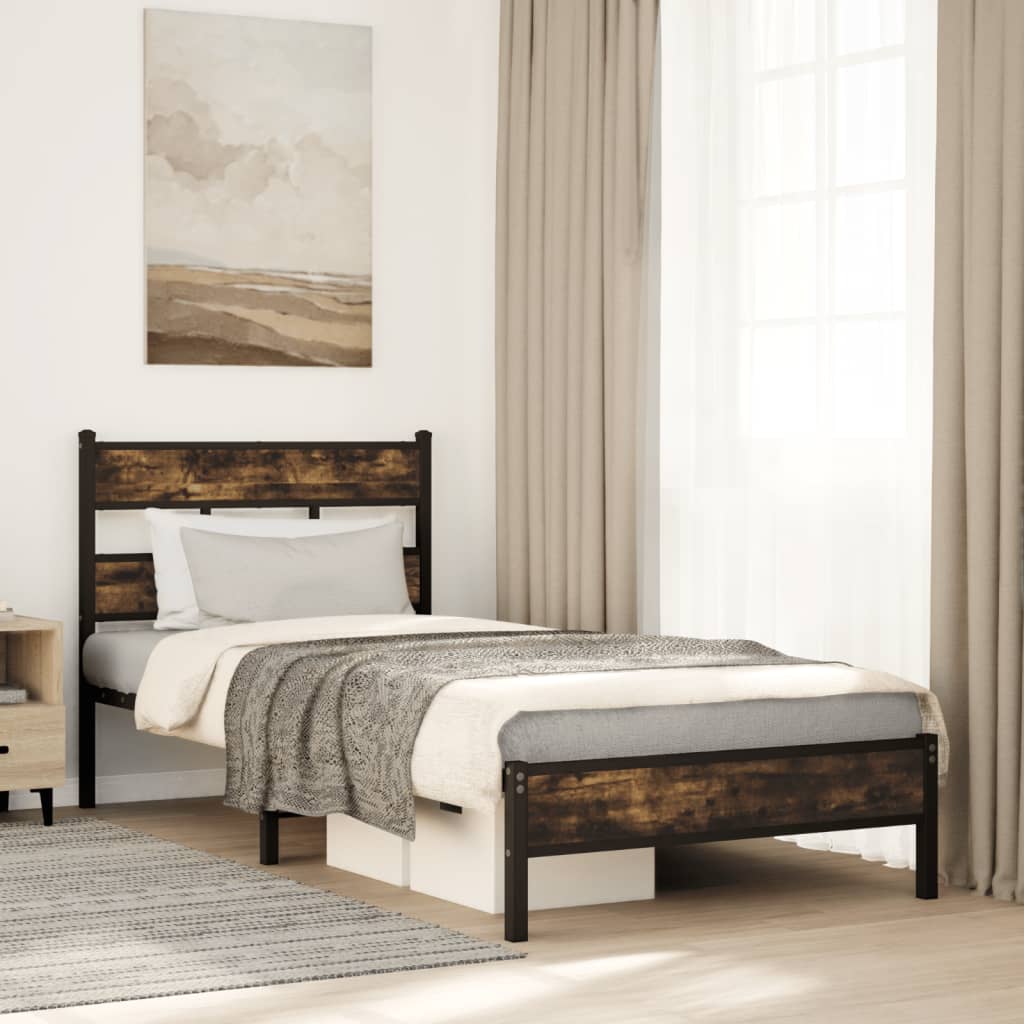 vidaXL Bed Frame without Mattress with Headboard Sonoma Oak 90x190 cm Single 1