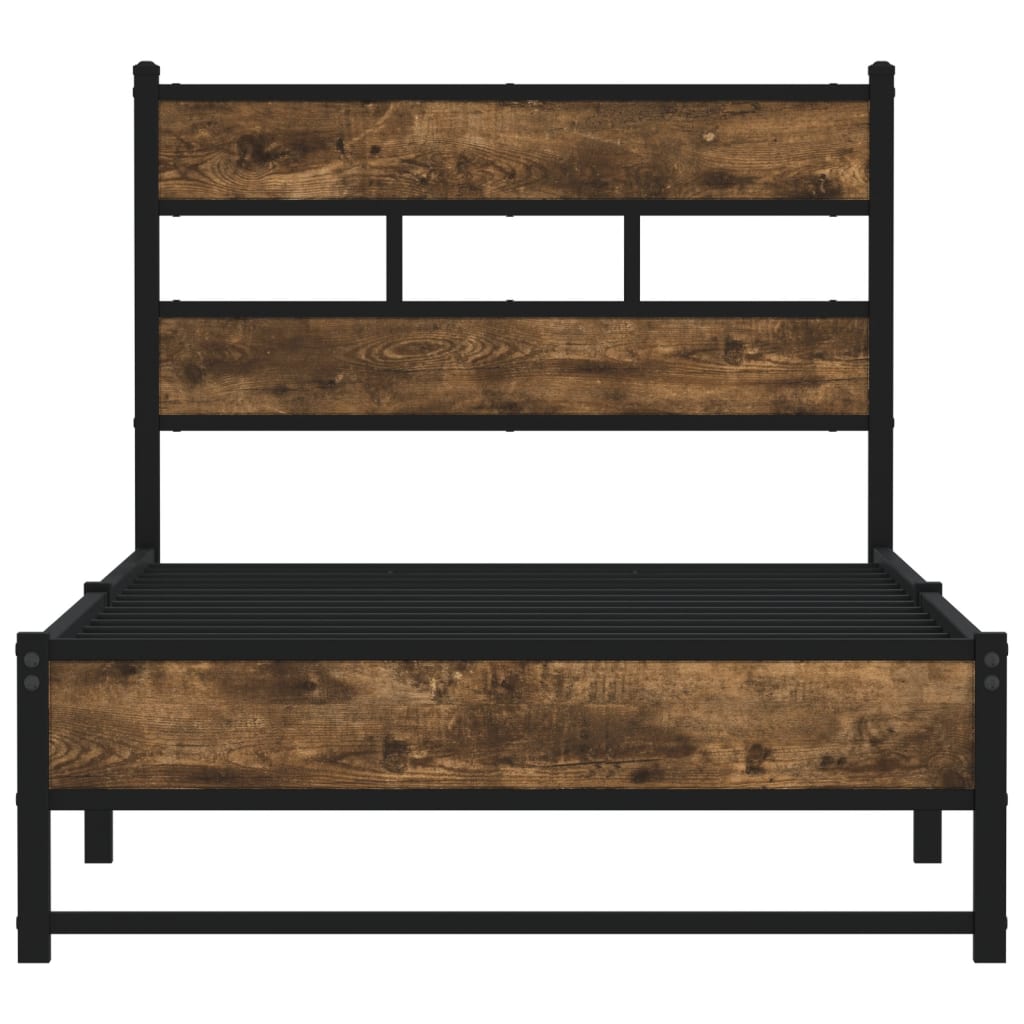 vidaXL Metal Bed Frame without Mattress Smoked Oak 75x190 cm Small Single 4