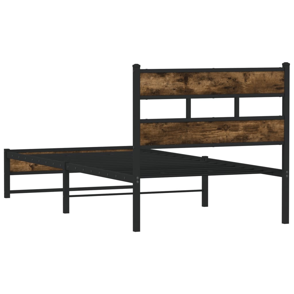 vidaXL Metal Bed Frame without Mattress Smoked Oak 75x190 cm Small Single 6