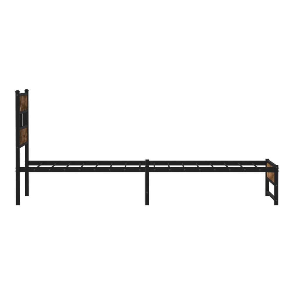 Metal Bed Frame without Mattress Smoked Oak Length 200 cm with Headboard & Dual Low Footboard 90 cm