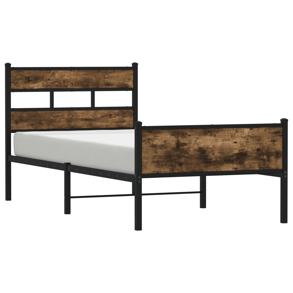 vidaXL Bed Frame without Mattress Smoked Oak 75x190 cm Small Single Engineered Wood 2