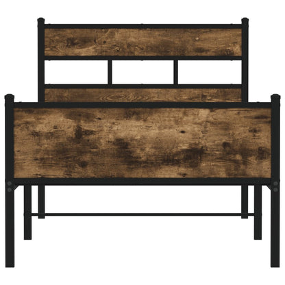 vidaXL Bed Frame without Mattress Smoked Oak 75x190 cm Small Single Engineered Wood 4