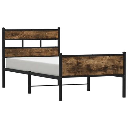 vidaXL Bed Frame without Mattress Smoked Oak 90x190 cm Single Engineered Wood 2