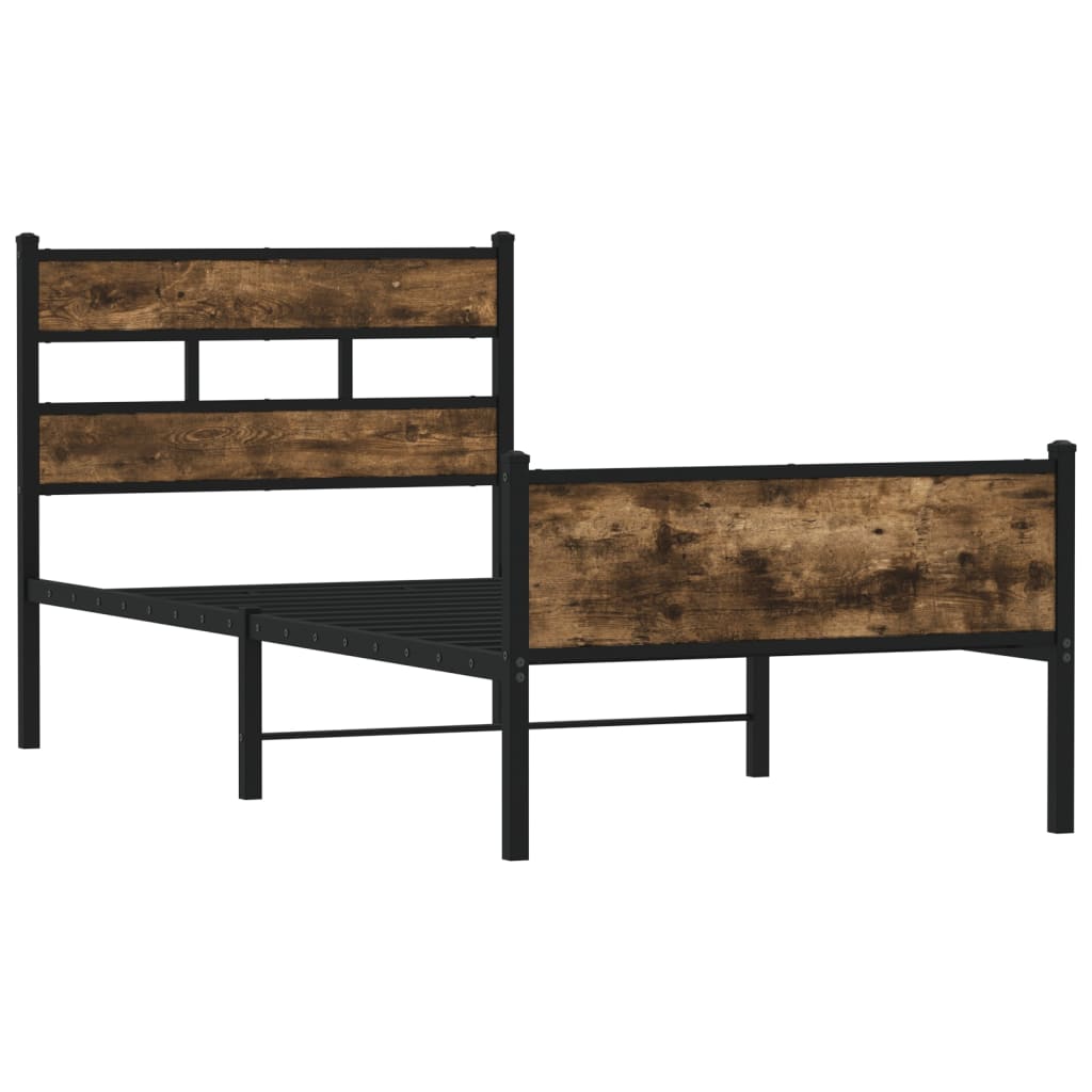 vidaXL Bed Frame without Mattress Smoked Oak 90x190 cm Single Engineered Wood 3
