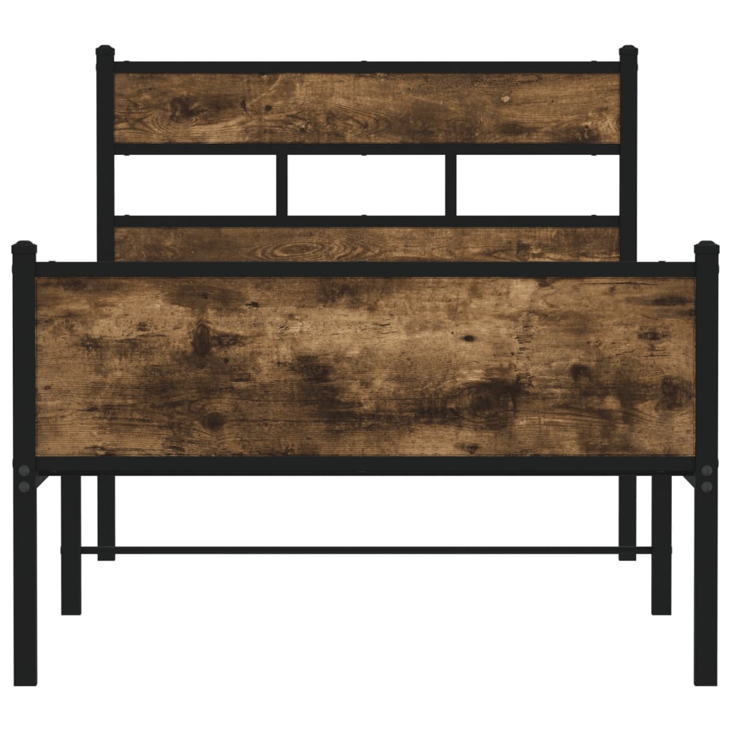 vidaXL Bed Frame without Mattress Smoked Oak 90x190 cm Single Engineered Wood 4