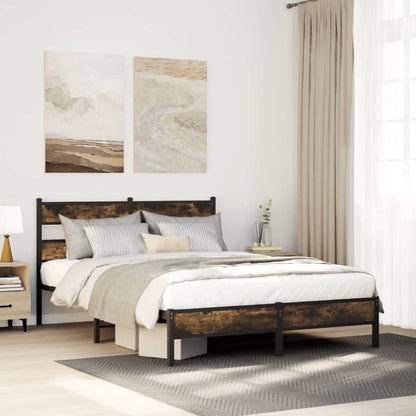 vidaXL Bed Frame without Mattress Smoked Oak 90x190 cm Single Engineered Wood 1