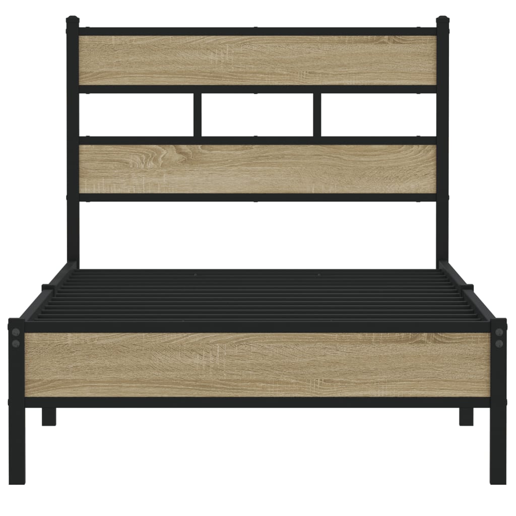 vidaXL Bed Frame without Mattress Sonoma Oak 75x190 cm Small Single Engineered Wood 4