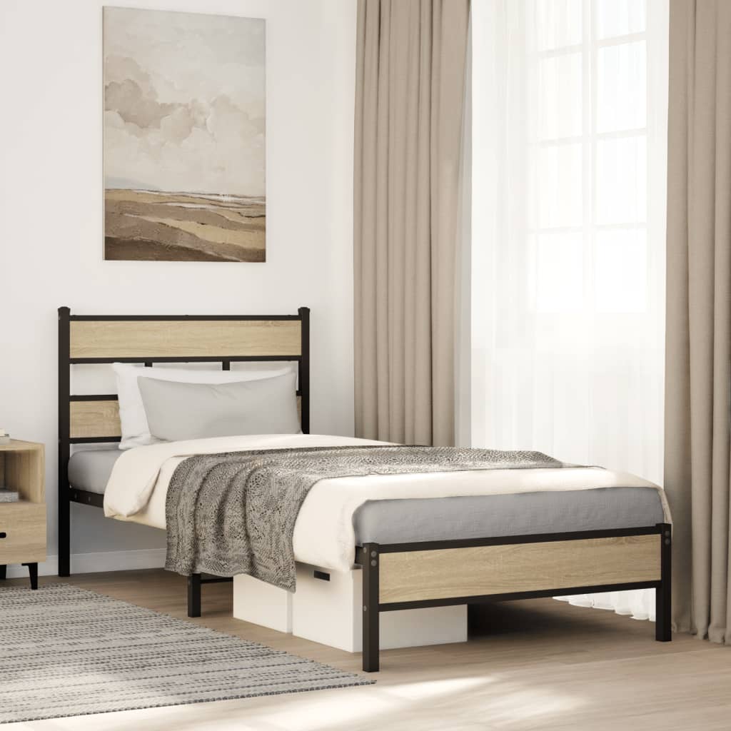 vidaXL Bed Frame without Mattress Sonoma Oak 80x200 cm Engineered Wood 1
