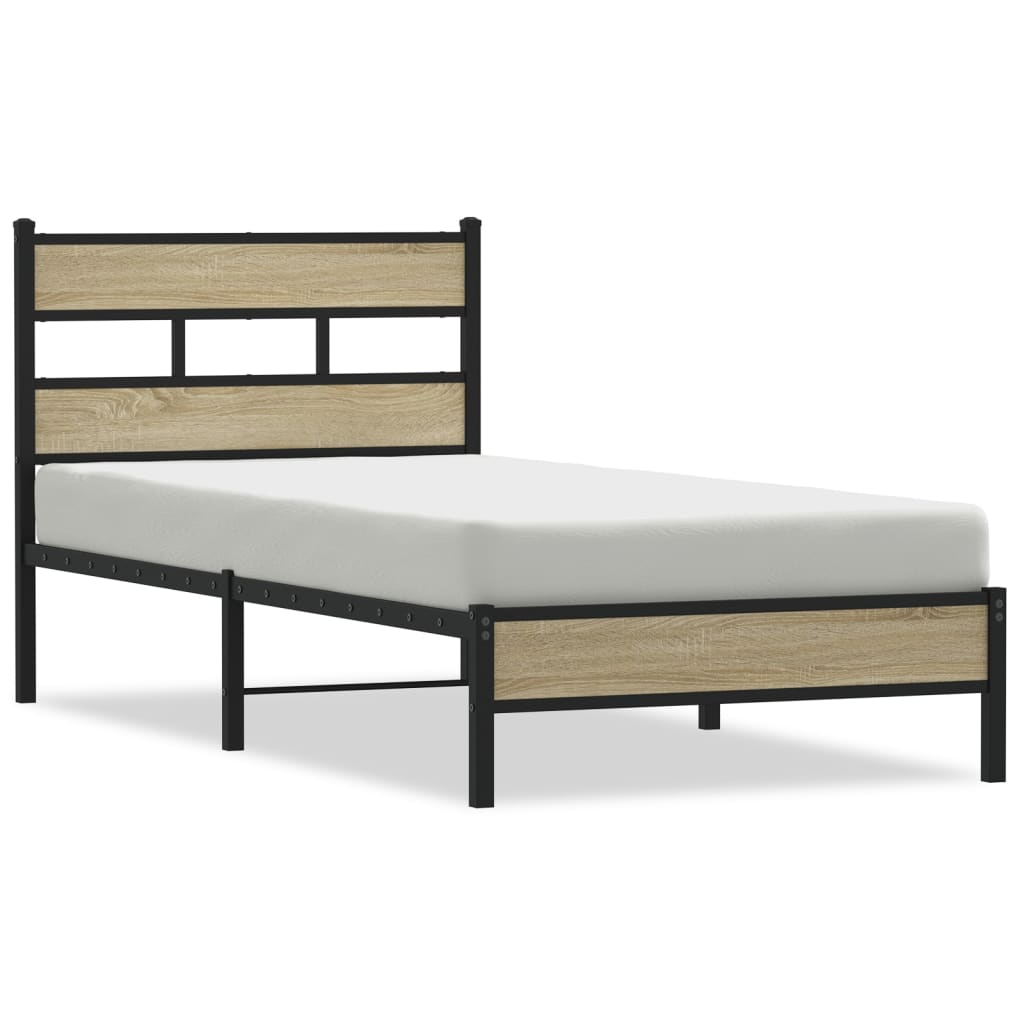 vidaXL Bed Frame without Mattress Sonoma Oak 100x190 cm Engineered Wood 2
