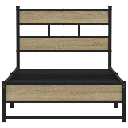 vidaXL Metal Bed Frame without Mattress Sonoma Oak 75x190 cm Small Single 4