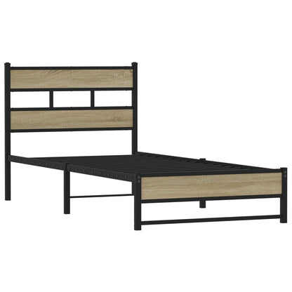 vidaXL Metal Bed Frame without Mattress Sonoma Oak 100x200 cm 3
