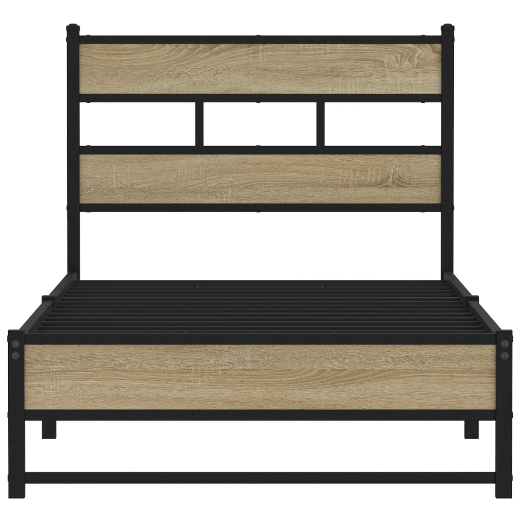 vidaXL Metal Bed Frame without Mattress Sonoma Oak 100x200 cm 4