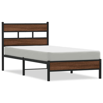 vidaXL Bed Frame without Mattress Brown Oak 75x190 cm Small Single Engineered Wood 2